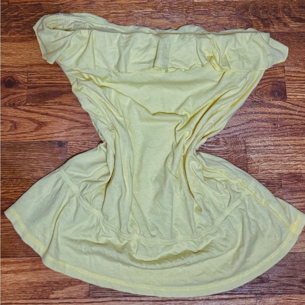 90s to Early 2000s American Eagle Outfitters Yellow Ruffle Tube Top